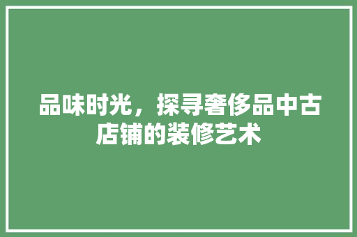 品味时光，探寻奢侈品中古店铺的装修艺术
