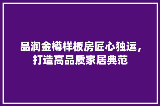 品润金樽样板房匠心独运，打造高品质家居典范