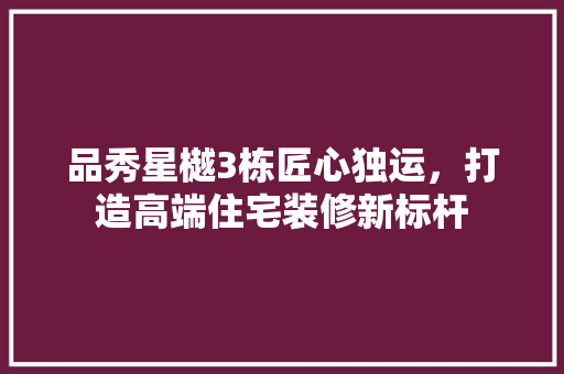 品秀星樾3栋匠心独运，打造高端住宅装修新标杆