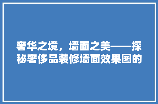 奢华之境，墙面之美——探秘奢侈品装修墙面效果图的艺术魅力