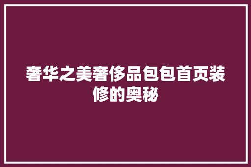 奢华之美奢侈品包包首页装修的奥秘