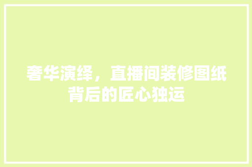 奢华演绎，直播间装修图纸背后的匠心独运