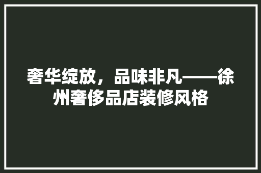 奢华绽放，品味非凡——徐州奢侈品店装修风格
