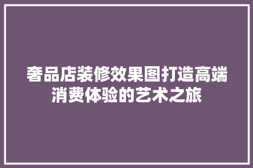 奢品店装修效果图打造高端消费体验的艺术之旅