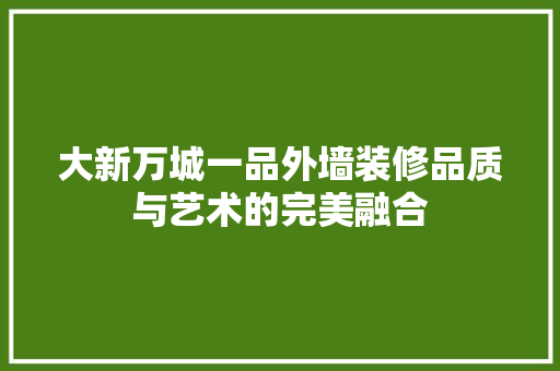 大新万城一品外墙装修品质与艺术的完美融合