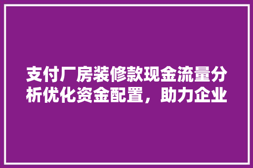 支付厂房装修款现金流量分析优化资金配置，助力企业发展