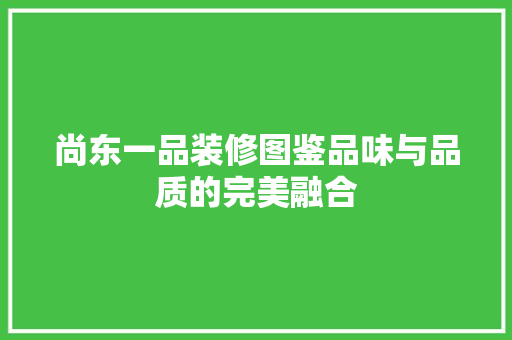 尚东一品装修图鉴品味与品质的完美融合