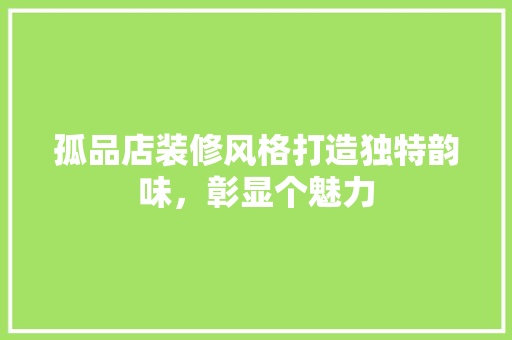 孤品店装修风格打造独特韵味，彰显个魅力