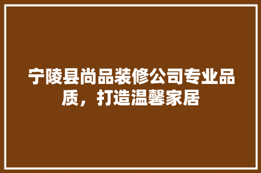 宁陵县尚品装修公司专业品质，打造温馨家居