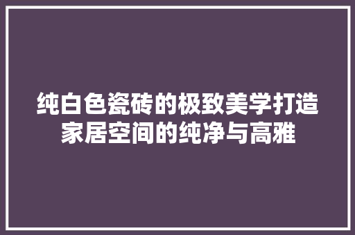 纯白色瓷砖的极致美学打造家居空间的纯净与高雅