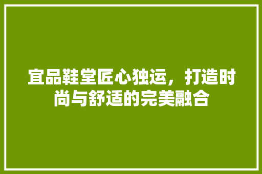 宜品鞋堂匠心独运，打造时尚与舒适的完美融合