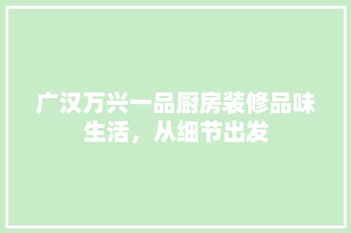 广汉万兴一品厨房装修品味生活，从细节出发