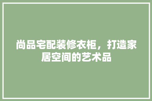 尚品宅配装修衣柜，打造家居空间的艺术品