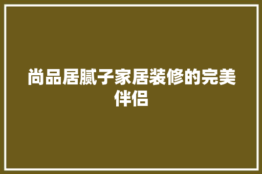 尚品居腻子家居装修的完美伴侣