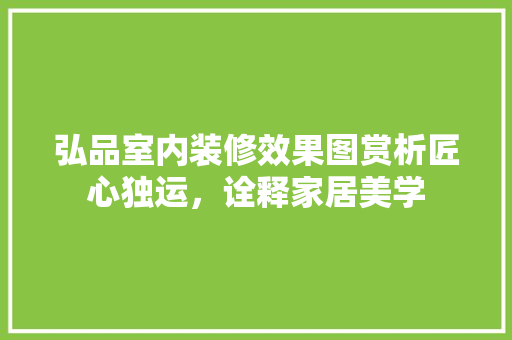 弘品室内装修效果图赏析匠心独运，诠释家居美学