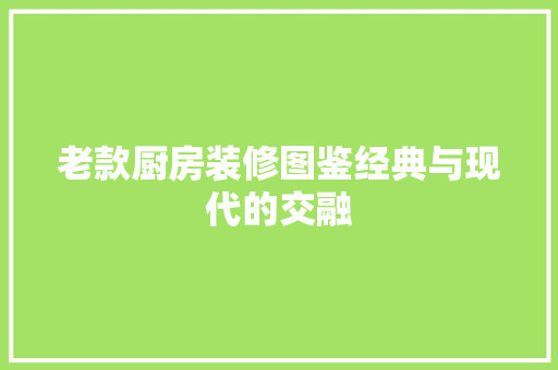 老款厨房装修图鉴经典与现代的交融