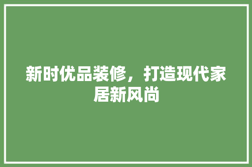 新时优品装修，打造现代家居新风尚