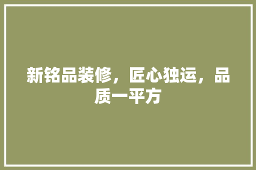 新铭品装修，匠心独运，品质一平方