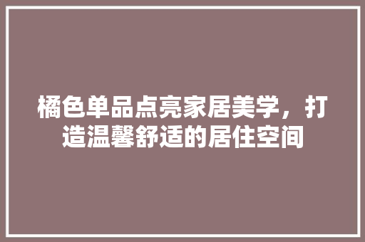 橘色单品点亮家居美学，打造温馨舒适的居住空间
