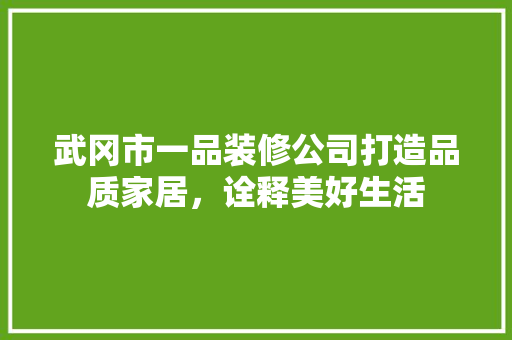 武冈市一品装修公司打造品质家居，诠释美好生活
