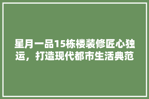 星月一品15栋楼装修匠心独运，打造现代都市生活典范