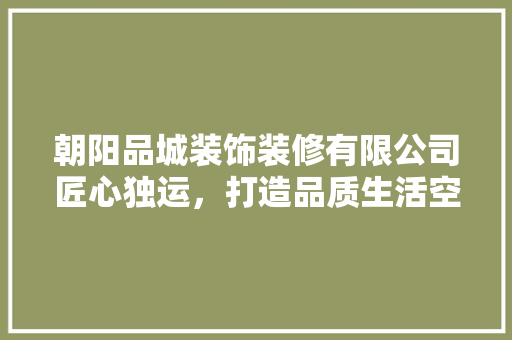 朝阳品城装饰装修有限公司匠心独运，打造品质生活空间