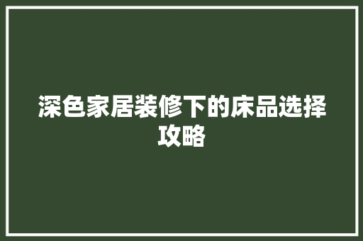 深色家居装修下的床品选择攻略