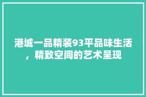 港城一品精装93平品味生活，精致空间的艺术呈现