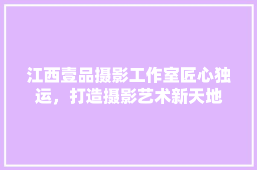 江西壹品摄影工作室匠心独运，打造摄影艺术新天地
