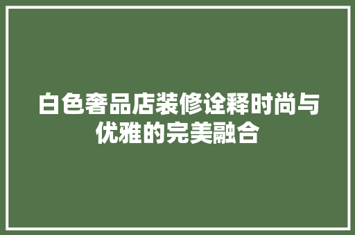白色奢品店装修诠释时尚与优雅的完美融合