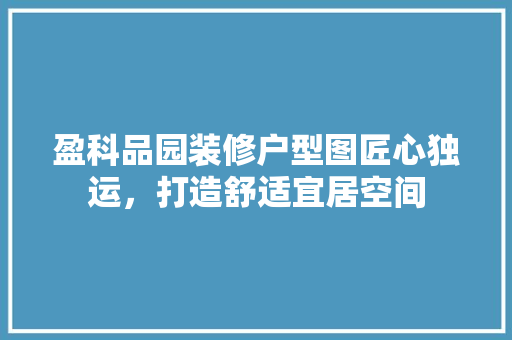 盈科品园装修户型图匠心独运，打造舒适宜居空间