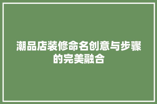 潮品店装修命名创意与步骤的完美融合