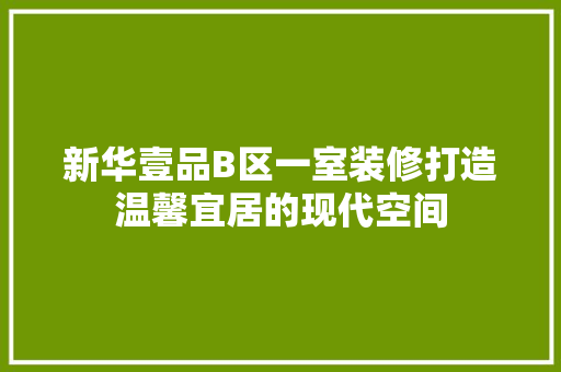 新华壹品B区一室装修打造温馨宜居的现代空间