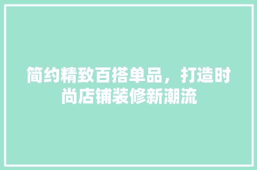 简约精致百搭单品，打造时尚店铺装修新潮流