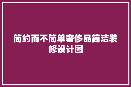 简约而不简单奢侈品简洁装修设计图