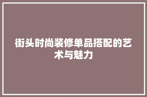 街头时尚装修单品搭配的艺术与魅力