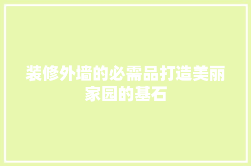 装修外墙的必需品打造美丽家园的基石