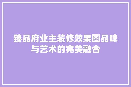 臻品府业主装修效果图品味与艺术的完美融合