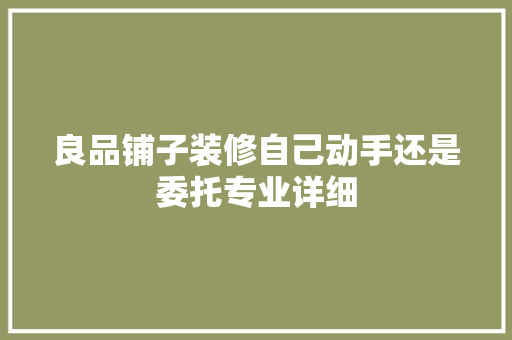 良品铺子装修自己动手还是委托专业详细