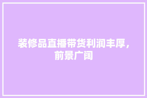 装修品直播带货利润丰厚，前景广阔