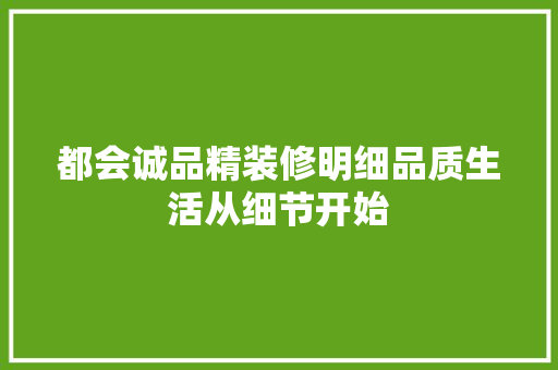 都会诚品精装修明细品质生活从细节开始