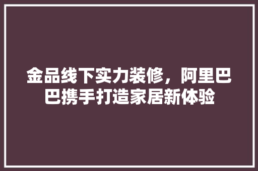 金品线下实力装修，阿里巴巴携手打造家居新体验
