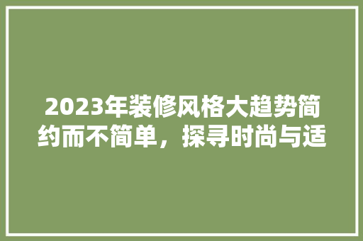 2023年装修风格大趋势简约而不简单，探寻时尚与适用的完美结合