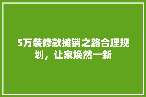 5万装修款摊销之路合理规划，让家焕然一新