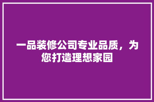 一品装修公司专业品质，为您打造理想家园