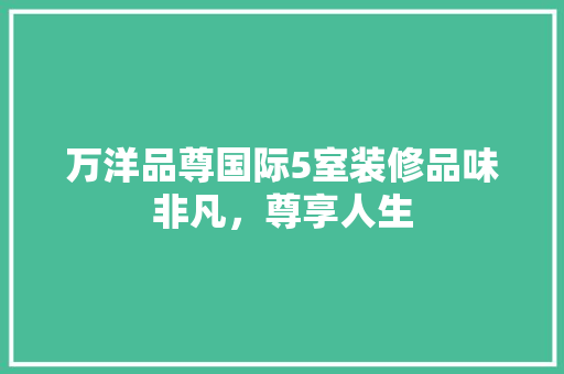万洋品尊国际5室装修品味非凡，尊享人生