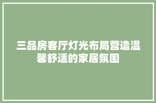 三品房客厅灯光布局营造温馨舒适的家居氛围