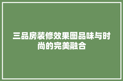 三品房装修效果图品味与时尚的完美融合