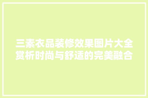 三素衣品装修效果图片大全赏析时尚与舒适的完美融合