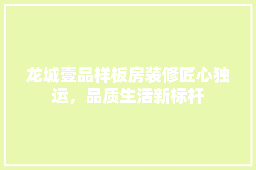 龙城壹品样板房装修匠心独运，品质生活新标杆